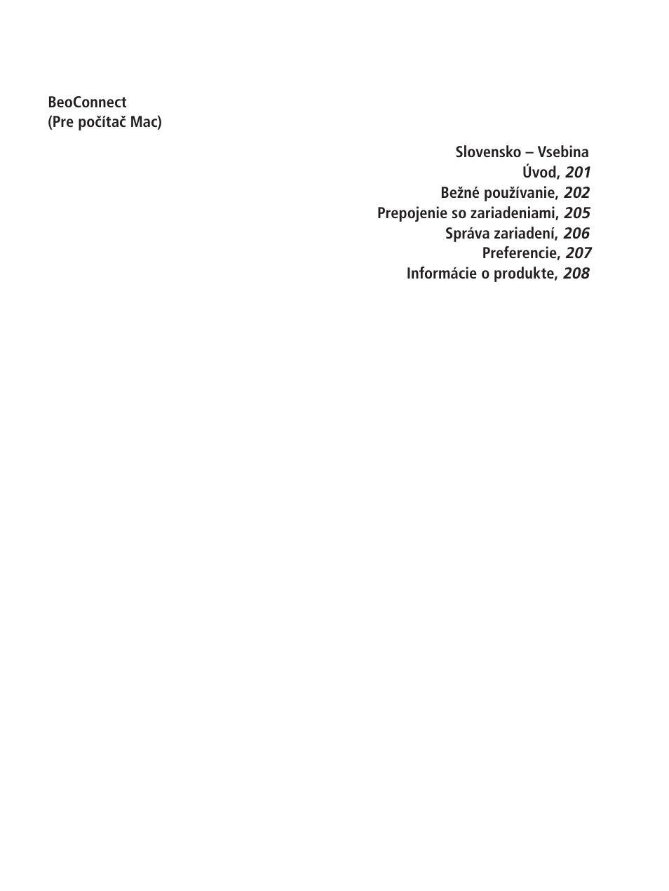 Slovenčina – slovakian | Bang & Olufsen BeoConnect (for Mac) User Manual | Page 200 / 217