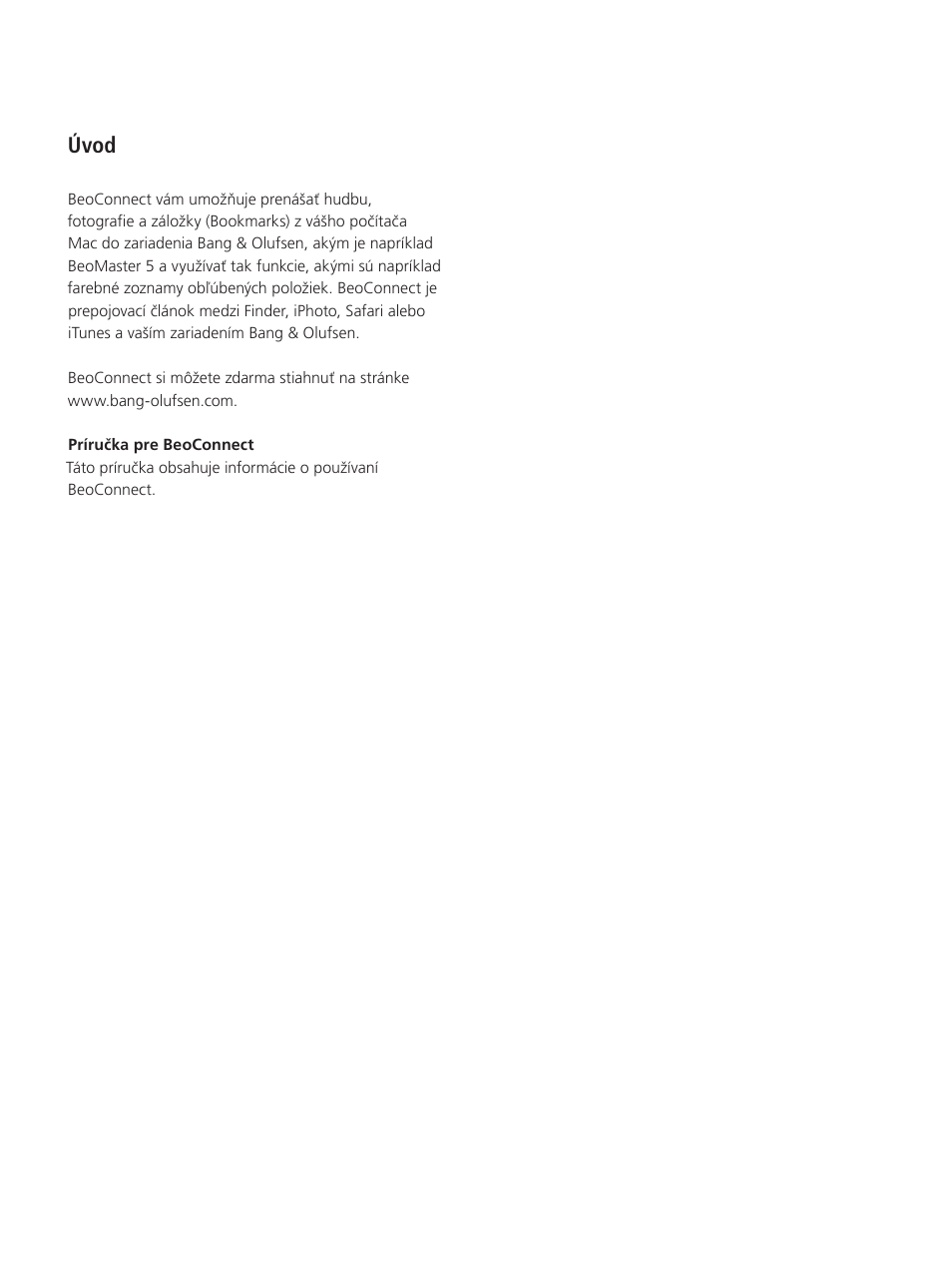Úvod | Bang & Olufsen BeoConnect (for Mac) User Manual | Page 201 / 217