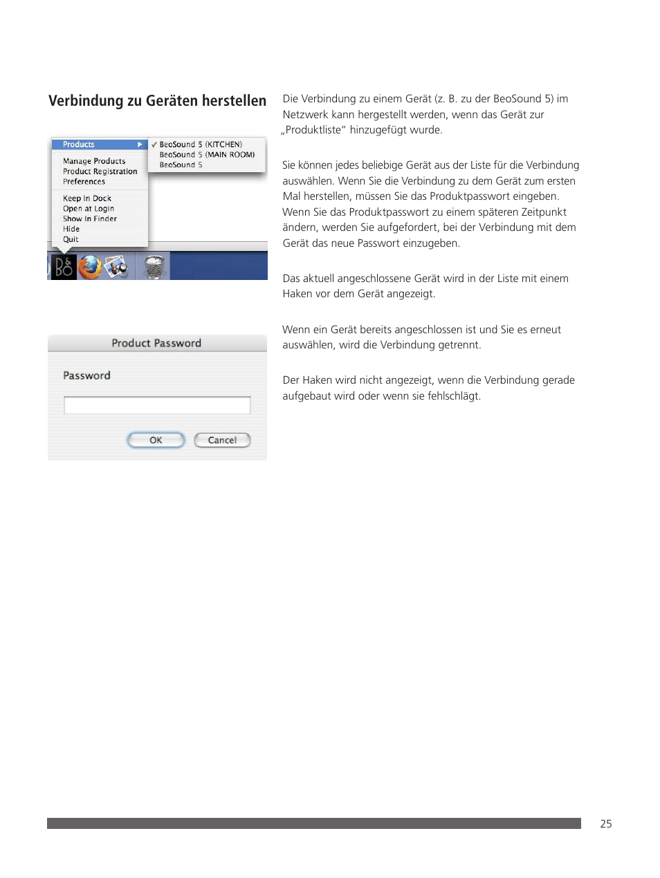 Verbindung zu geräten herstellen | Bang & Olufsen BeoConnect (for Mac) User Manual | Page 25 / 217