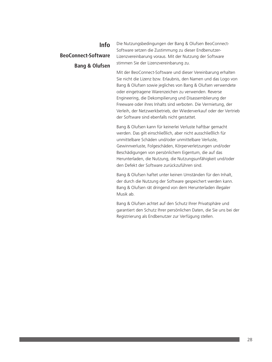 Info | Bang & Olufsen BeoConnect (for Mac) User Manual | Page 28 / 217