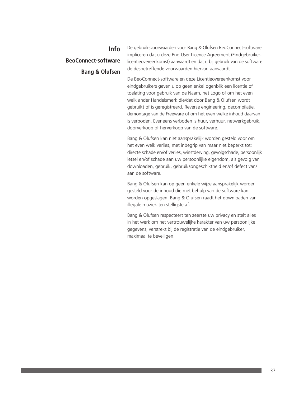 Info | Bang & Olufsen BeoConnect (for Mac) User Manual | Page 37 / 217