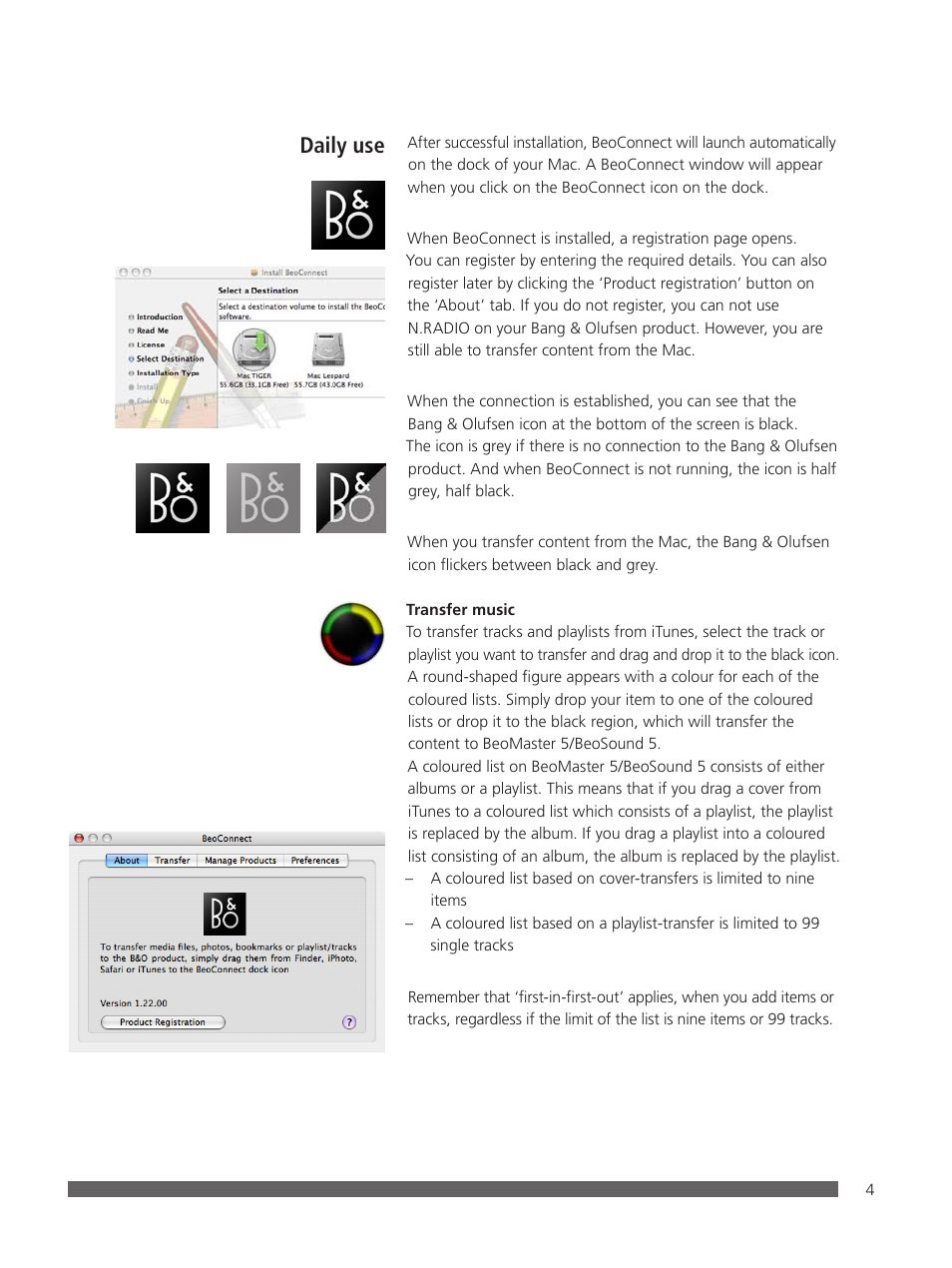 Daily use | Bang & Olufsen BeoConnect (for Mac) User Manual | Page 4 / 217