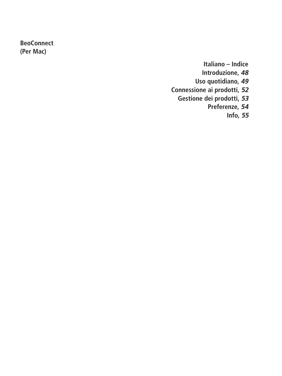 Italiano – italian | Bang & Olufsen BeoConnect (for Mac) User Manual | Page 47 / 217