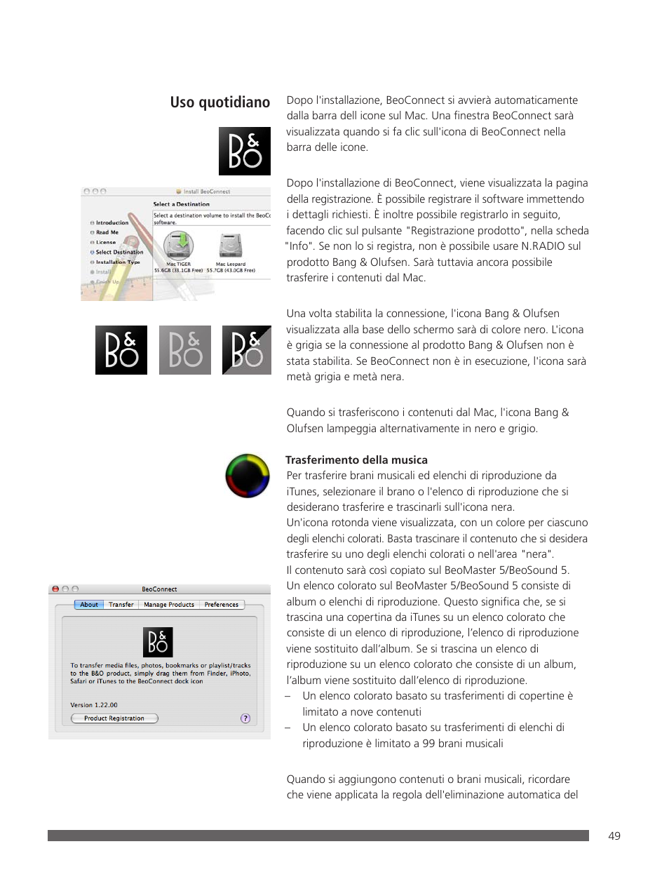 Uso quotidiano | Bang & Olufsen BeoConnect (for Mac) User Manual | Page 49 / 217