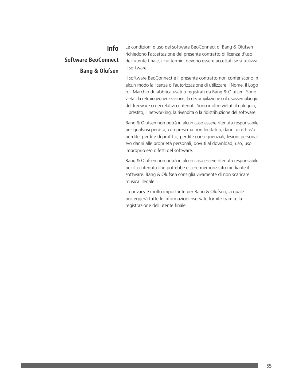 Info | Bang & Olufsen BeoConnect (for Mac) User Manual | Page 55 / 217