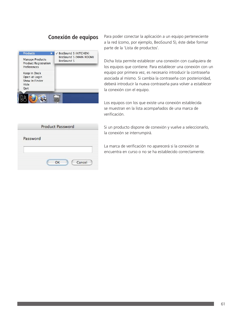 Conexión de equipos | Bang & Olufsen BeoConnect (for Mac) User Manual | Page 61 / 217