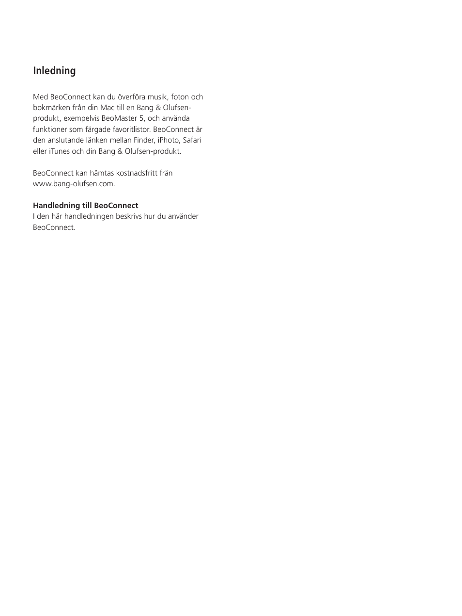 Inledning | Bang & Olufsen BeoConnect (for Mac) User Manual | Page 75 / 217