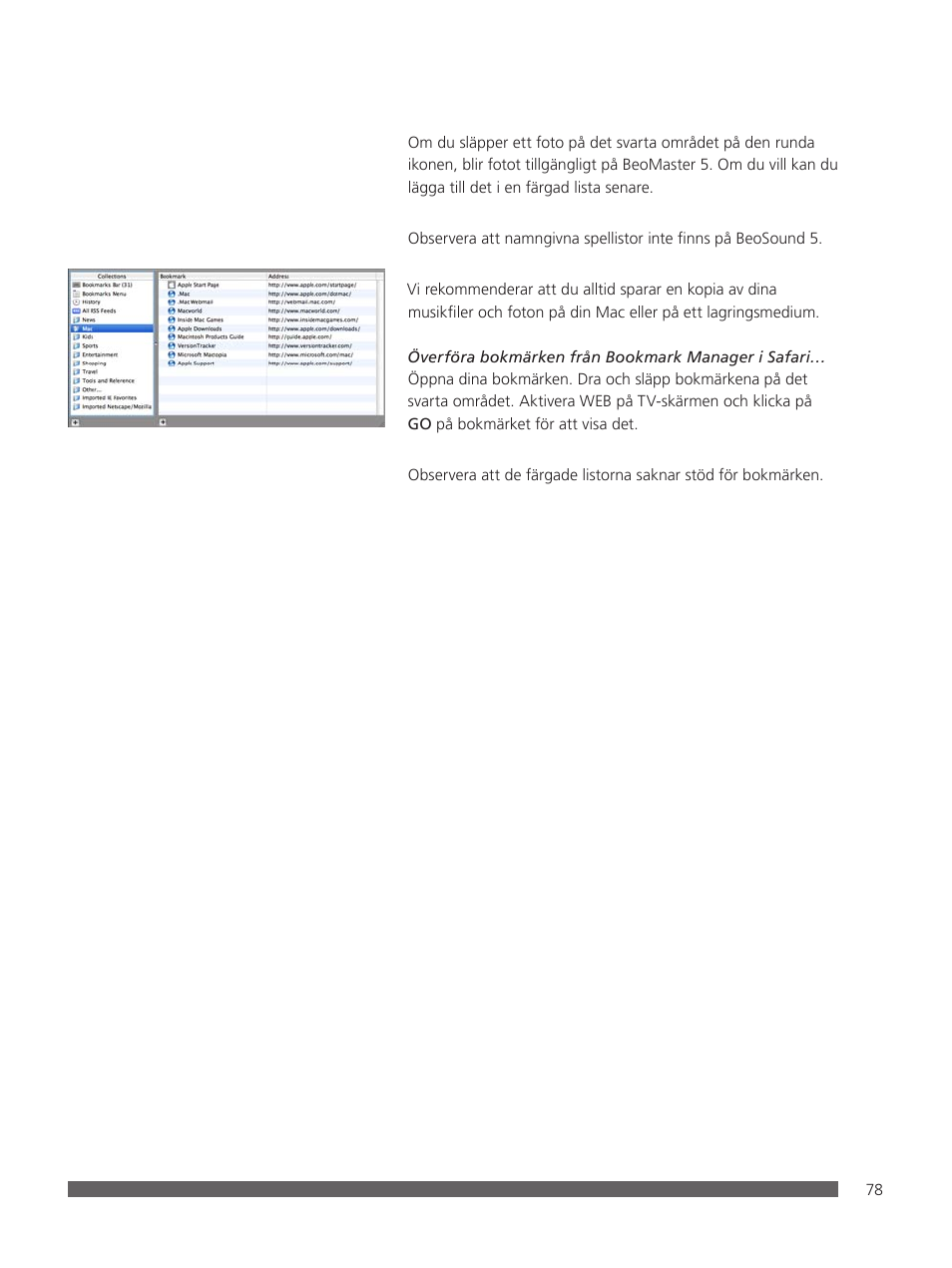 Bang & Olufsen BeoConnect (for Mac) User Manual | Page 78 / 217
