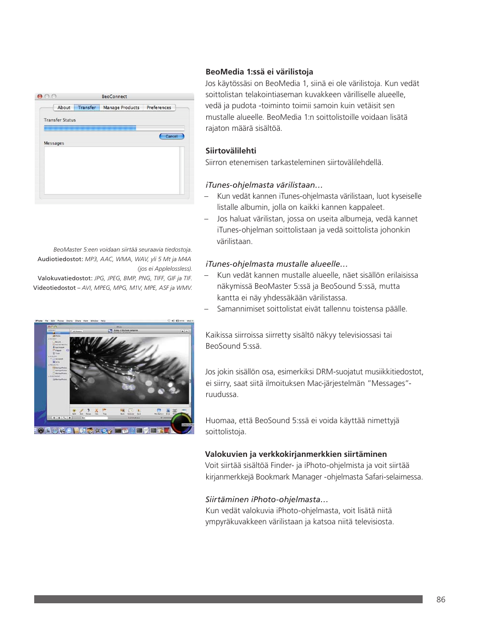 Bang & Olufsen BeoConnect (for Mac) User Manual | Page 86 / 217