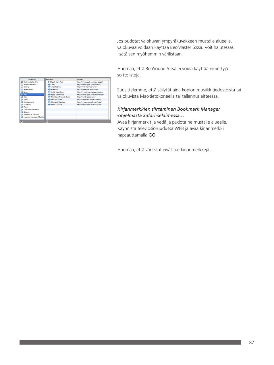 Bang & Olufsen BeoConnect (for Mac) User Manual | Page 87 / 217