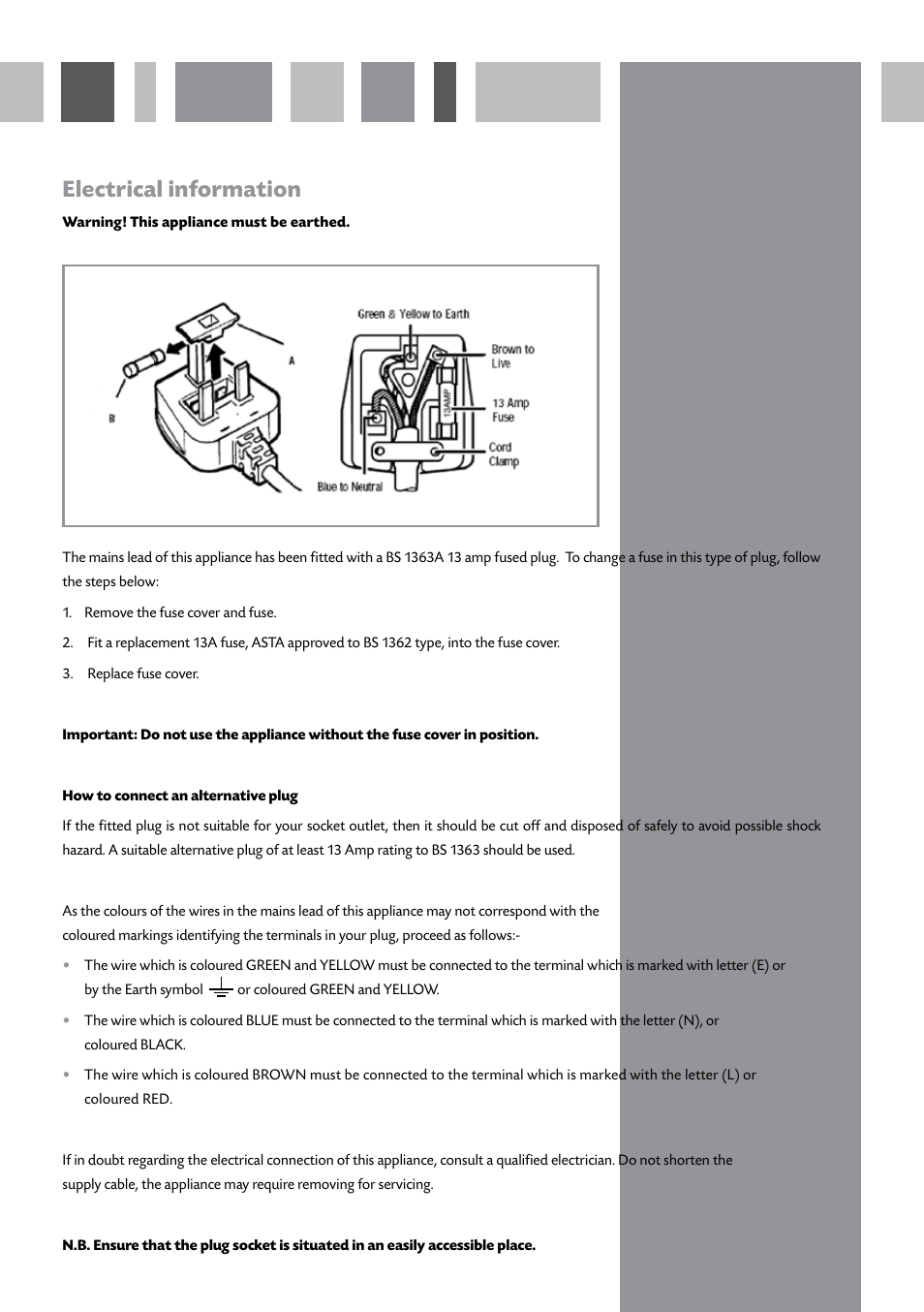 Electrical information | CDA FWV900 User Manual | Page 10 / 12