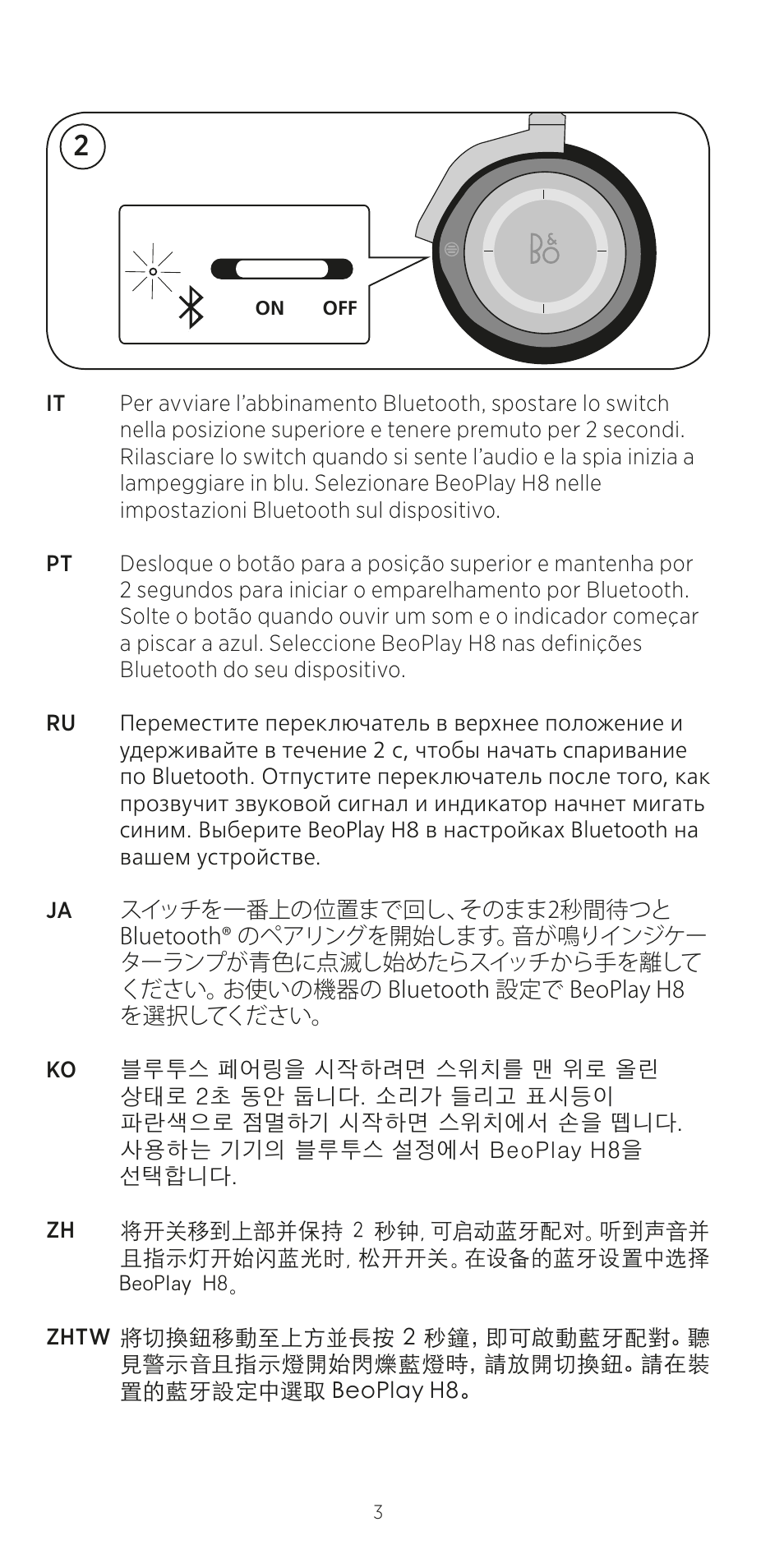 Bang & Olufsen BeoPlay H8 User Manual | Page 3 / 24
