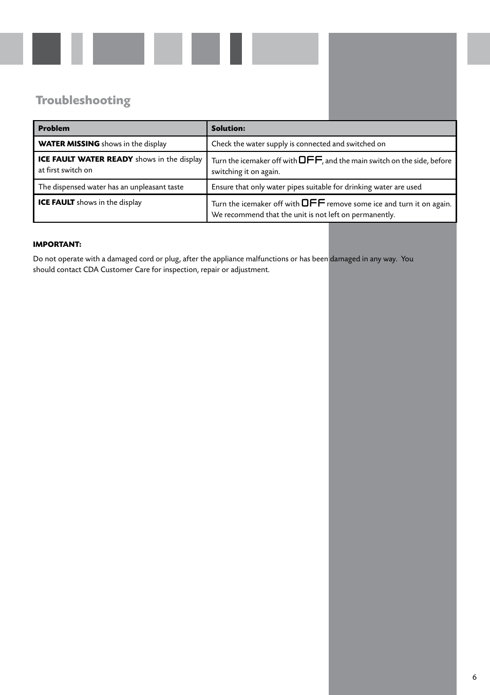Troubleshooting | CDA FWV470 User Manual | Page 7 / 12