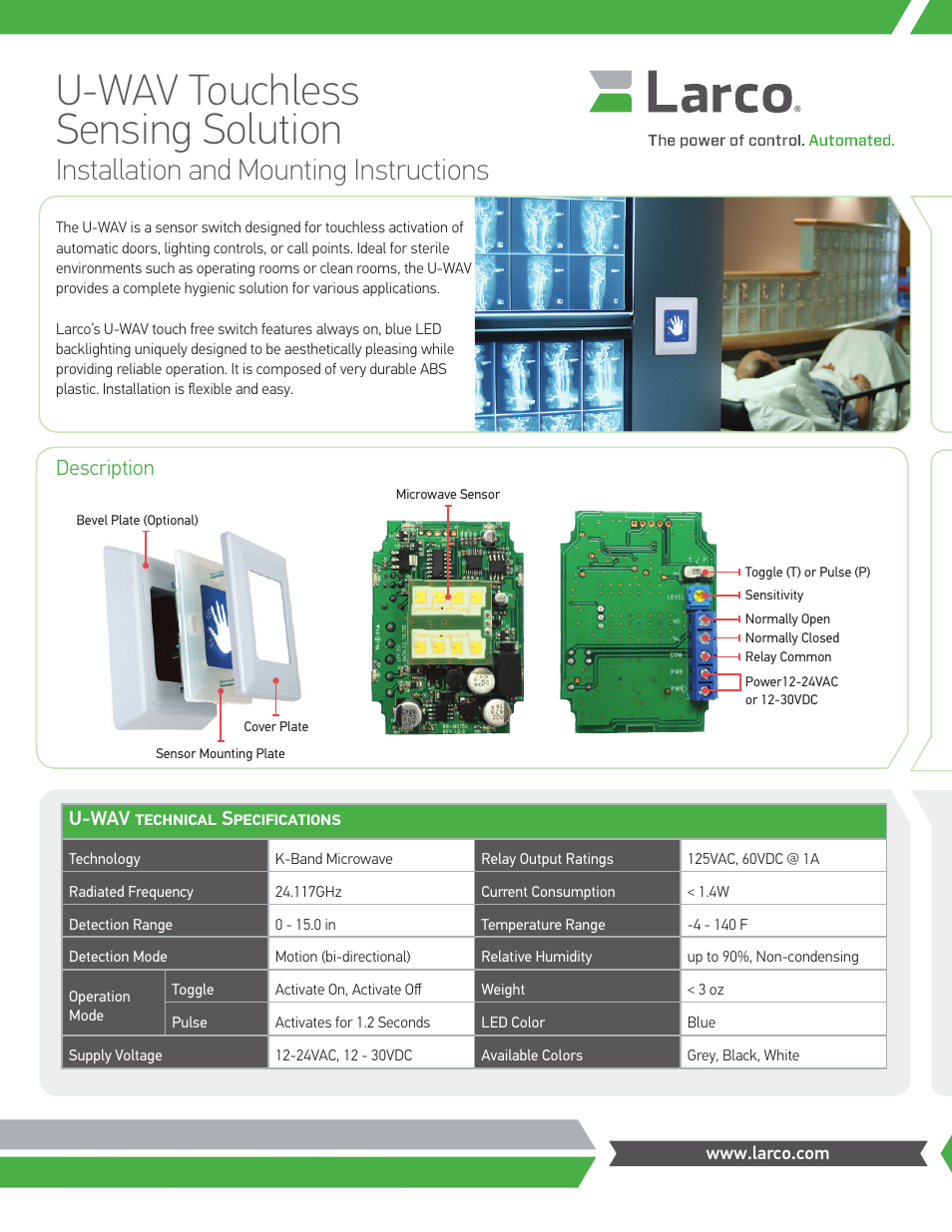 Larco U-WAV User Manual | 2 pages