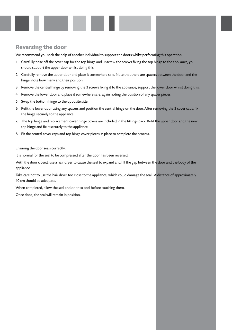 Reversing the door | CDA CW897 User Manual | Page 10 / 12