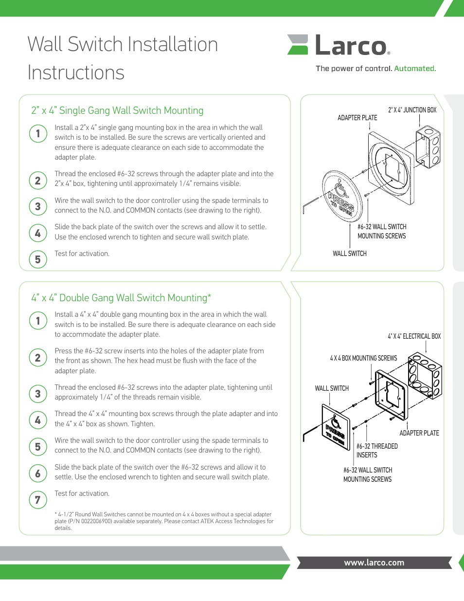 Larco Wall Switch User Manual | 2 pages