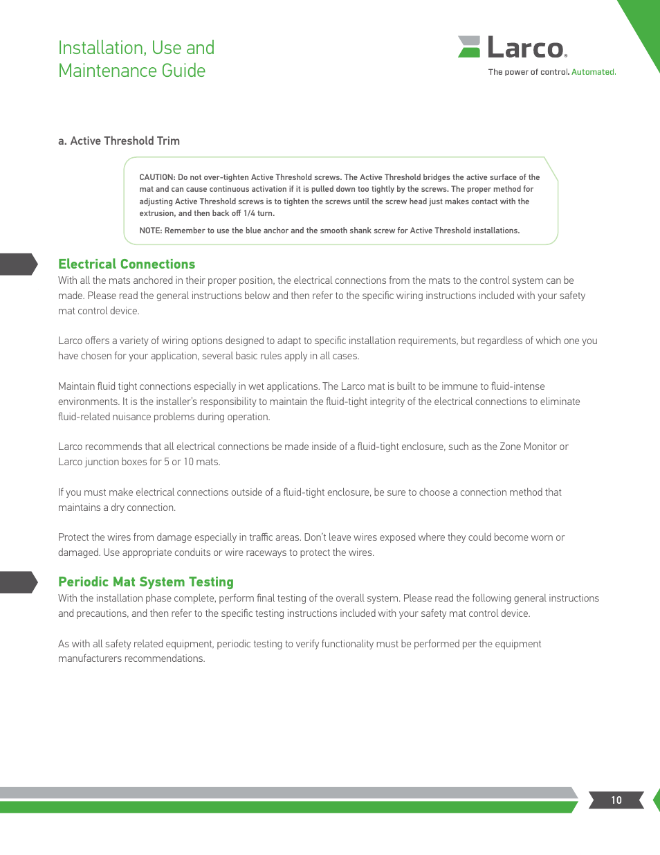 Installation, use and maintenance guide | Larco Safety Mat Systems User Manual | Page 10 / 12