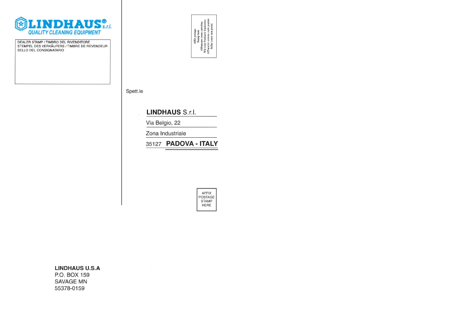 Cartolina | Lindhaus LW46 Hybrid User Manual | Page 20 / 20