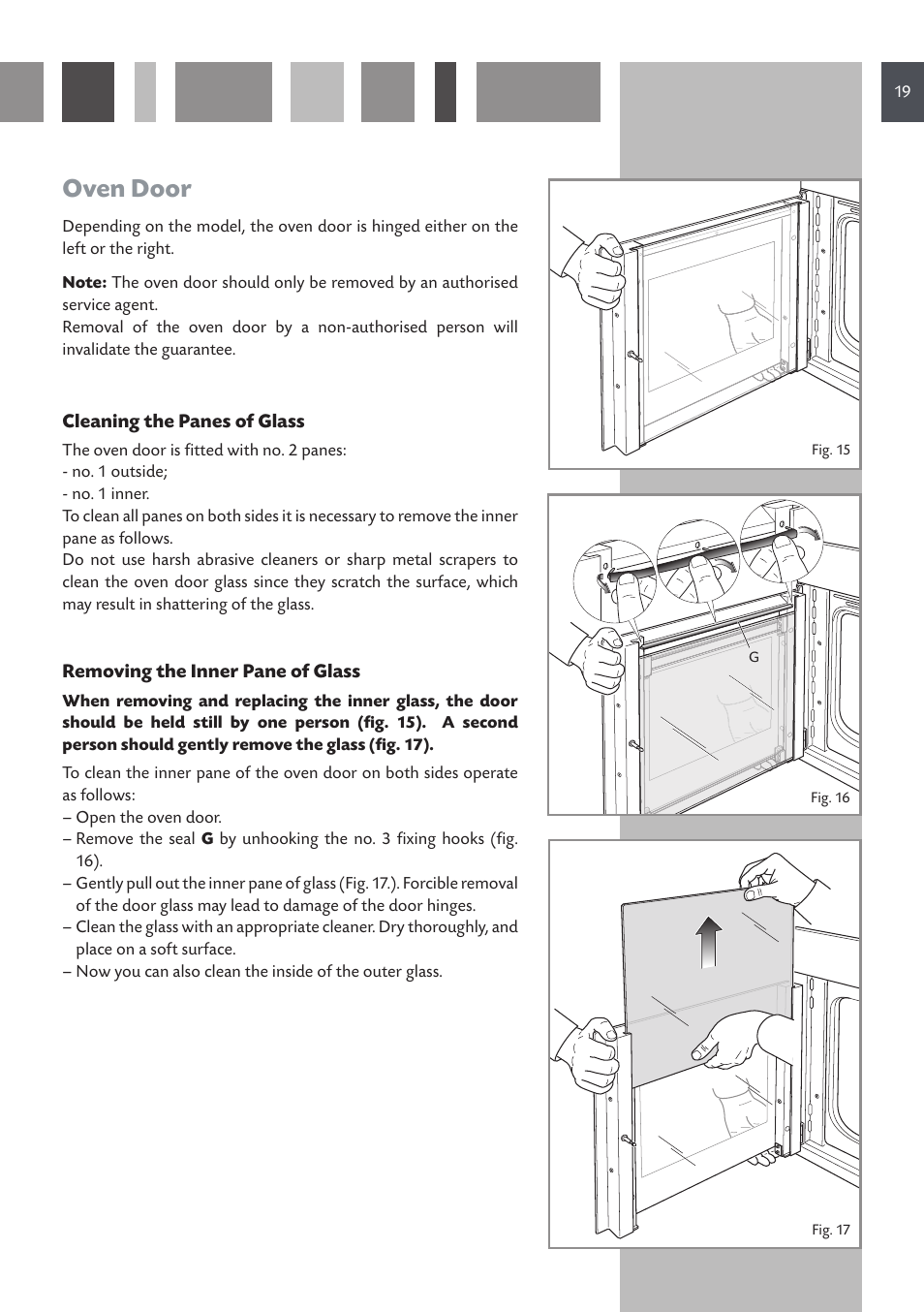 Oven door | CDA SC220L User Manual | Page 19 / 32