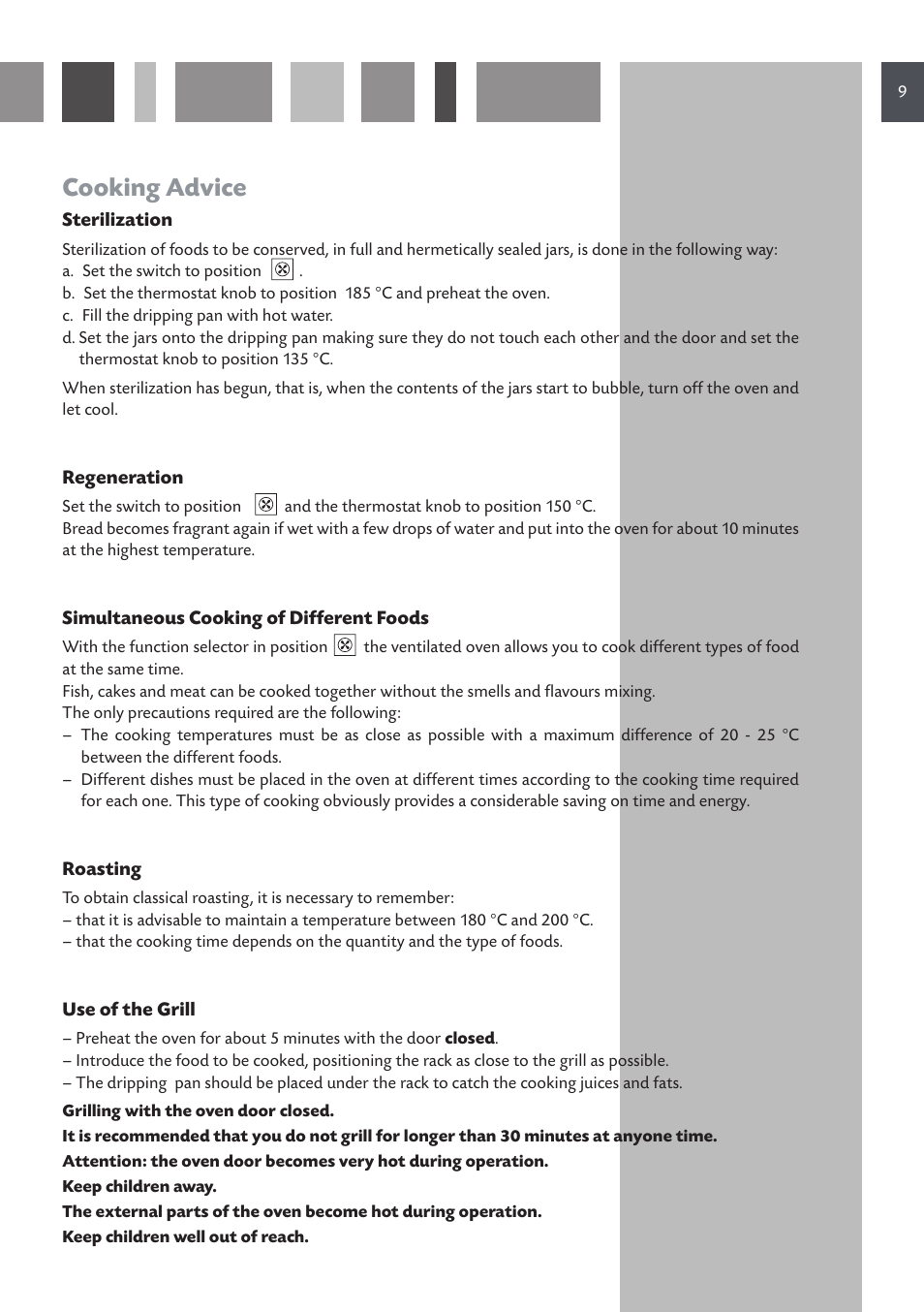 Cooking advice | CDA SC220L User Manual | Page 9 / 32
