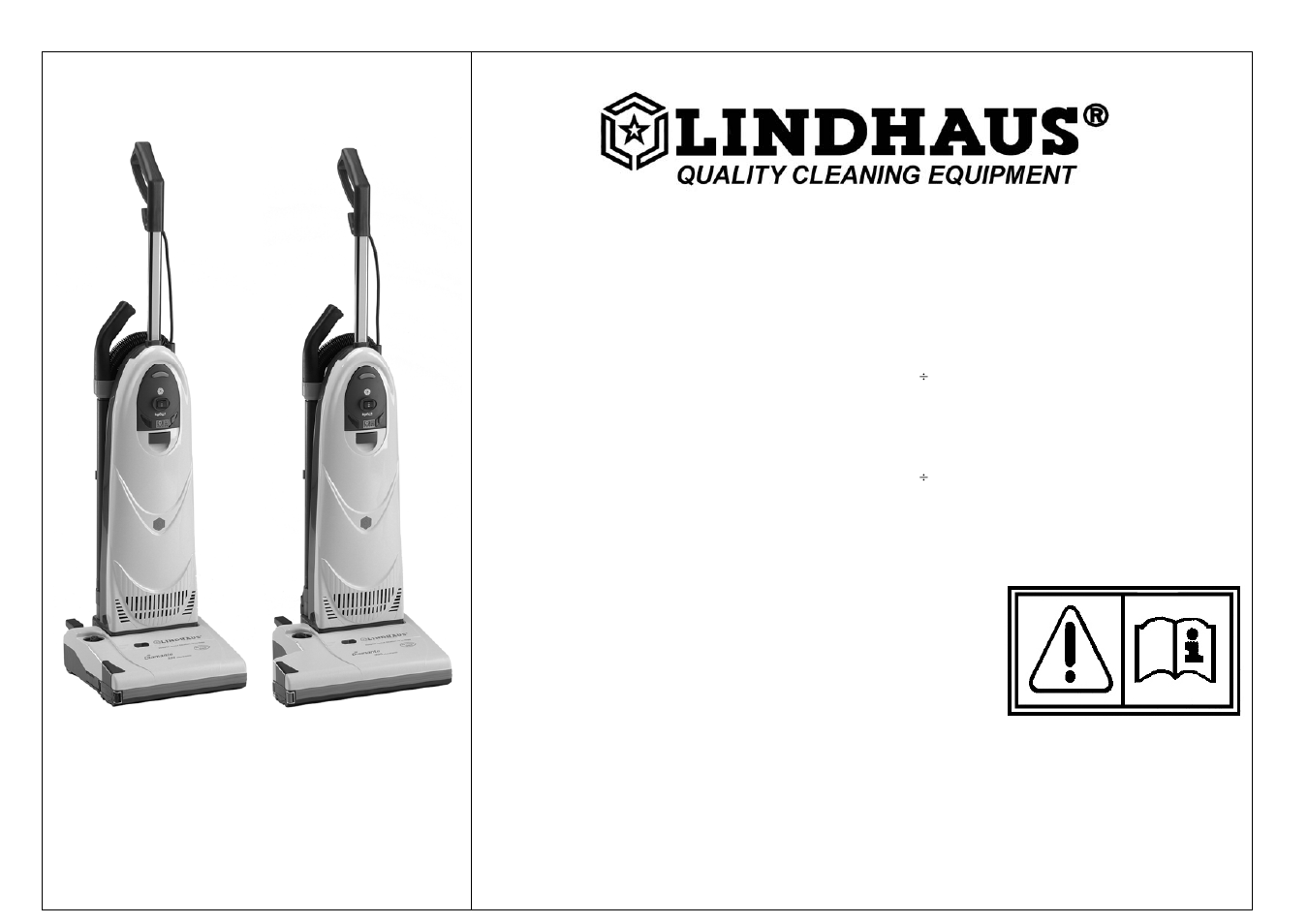 Lindhaus DIAMANTE 300 - 380 Multifunction dual motor Upright vacuum User Manual | 16 pages