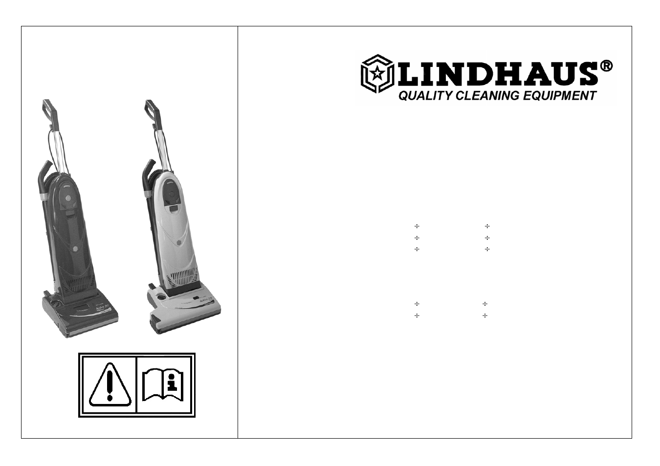 Lindhaus Activa Single motor Multifunction Upright User Manual | 19 pages