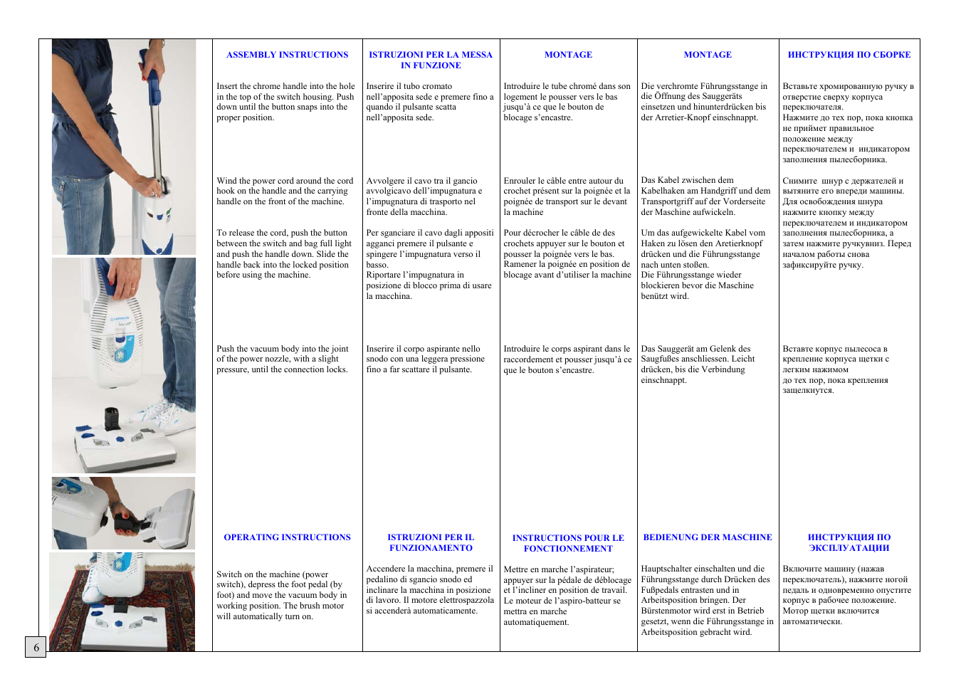 Assembly instructions, Operating instructions | Lindhaus Valzer 5 Class A User Manual | Page 6 / 16