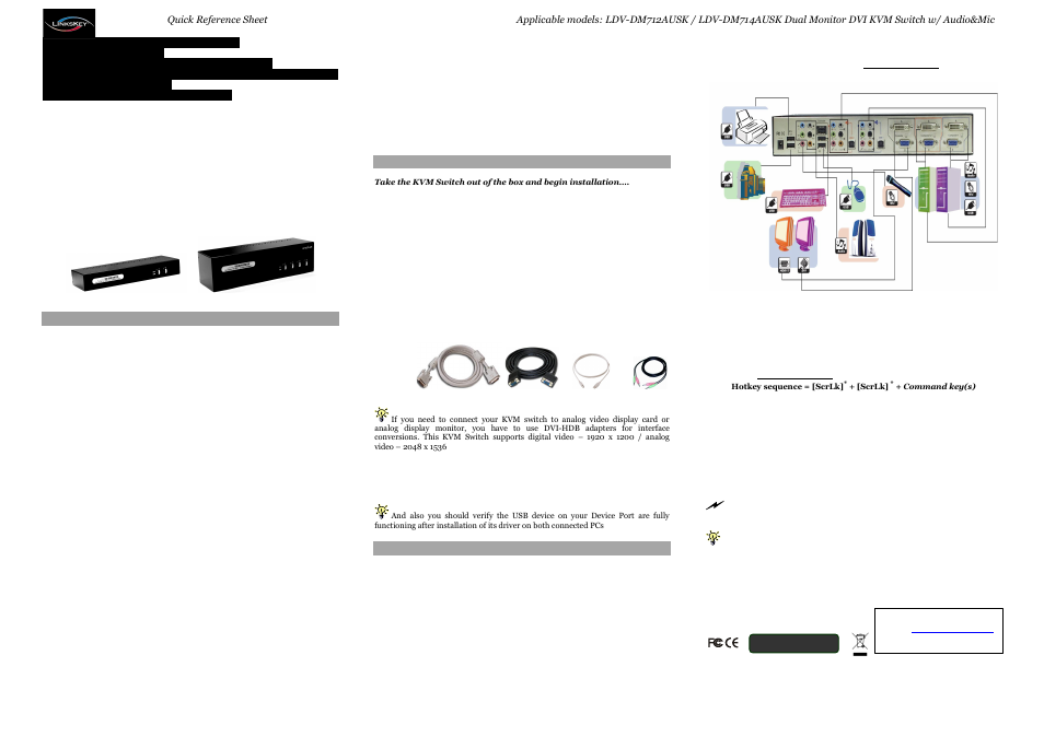 Linkskey LDV-DM712AUSK User Manual | 2 pages