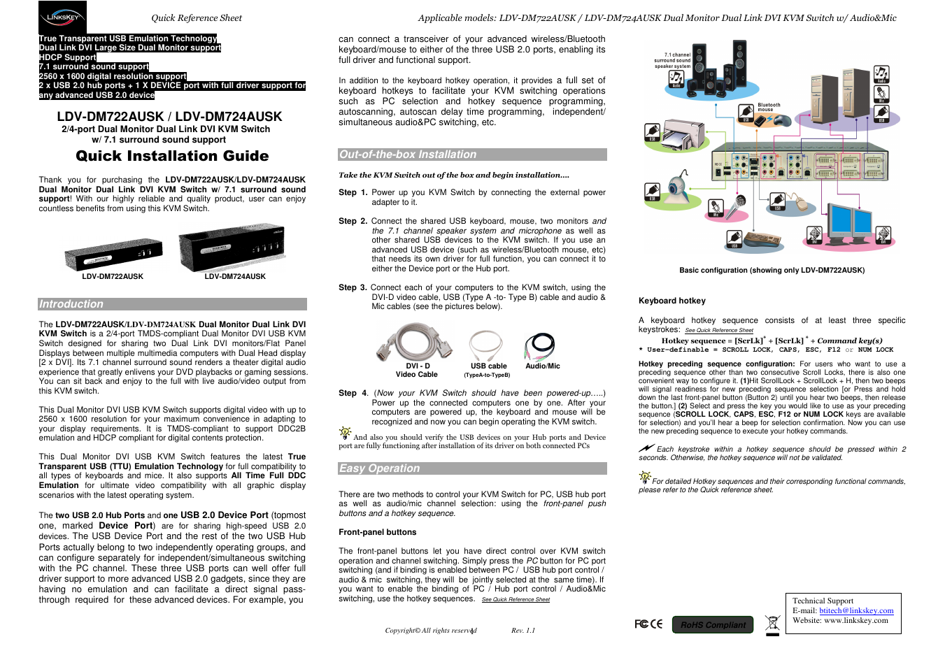 Linkskey LDV-DM722AUSK User Manual | 2 pages