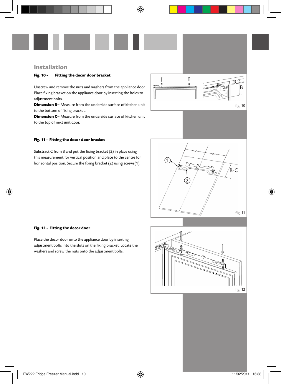 Installation, 21 b-c c b | CDA FW222 User Manual | Page 10 / 16