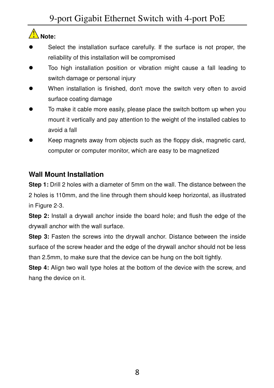 Port gigabit ethernet switch with 4-port poe | Linkskey LKS-SG9P4 User Manual | Page 10 / 15