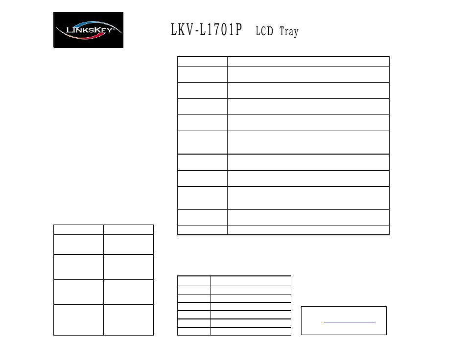 Lkv-l1701p, Lcd tray | Linkskey LKV-L1701P User Manual | Page 2 / 2