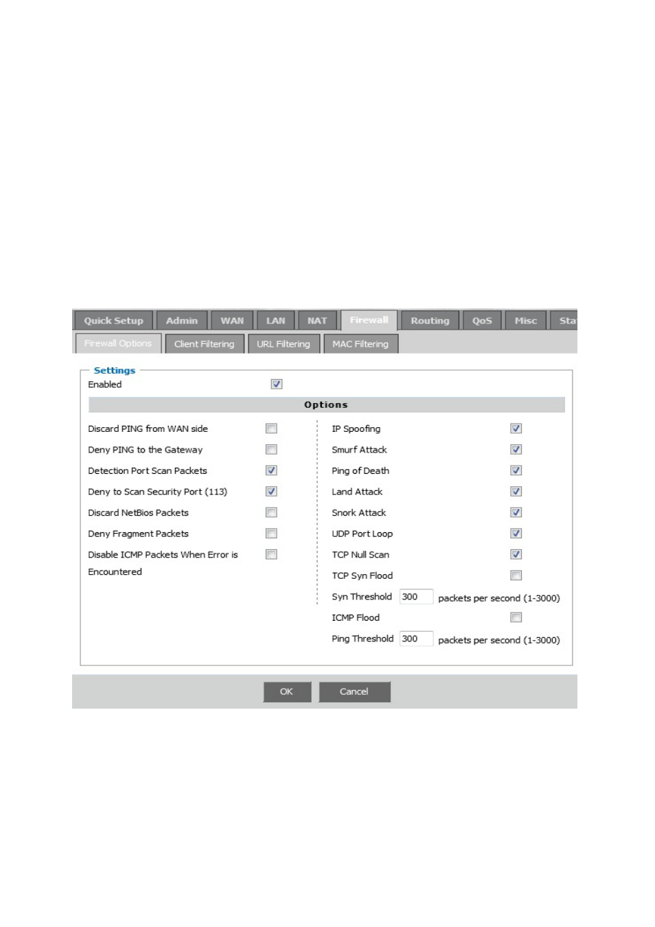 Firewall, Firewall options, Client filtering | 7 firewall, 1 firewall options, 2 client filtering | Linkskey LKR-604 User Manual | Page 27 / 35
