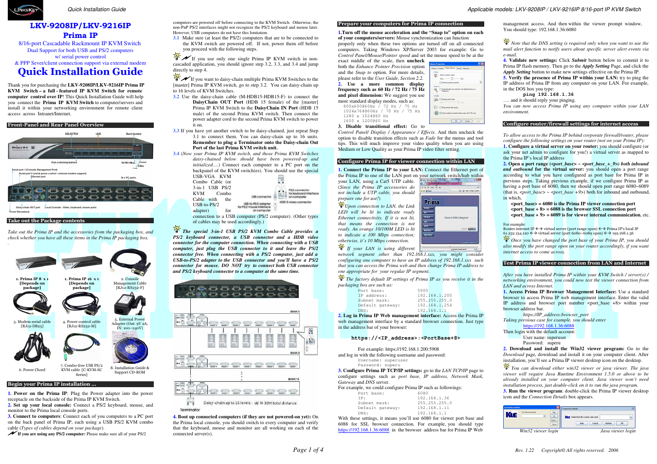 Linkskey LKV-9208 User Manual | 4 pages