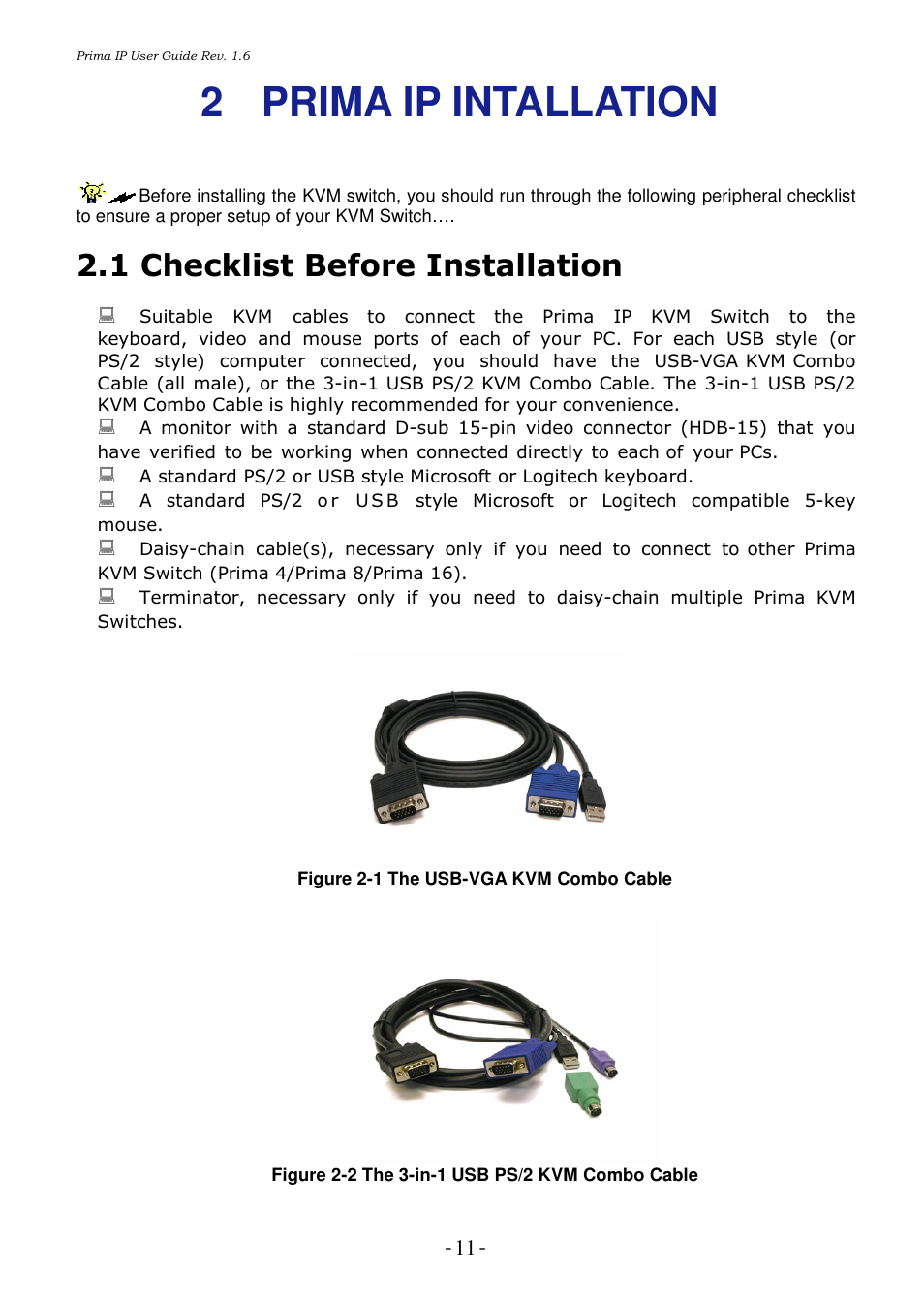 2 prima ip intallation, 1 checklist before installation | Linkskey LKV-9208IP User Manual | Page 15 / 111
