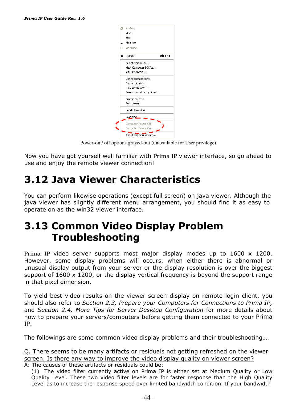12 java viewer characteristics, 13 common video display problem troubleshooting | Linkskey LKV-9208IP User Manual | Page 48 / 111
