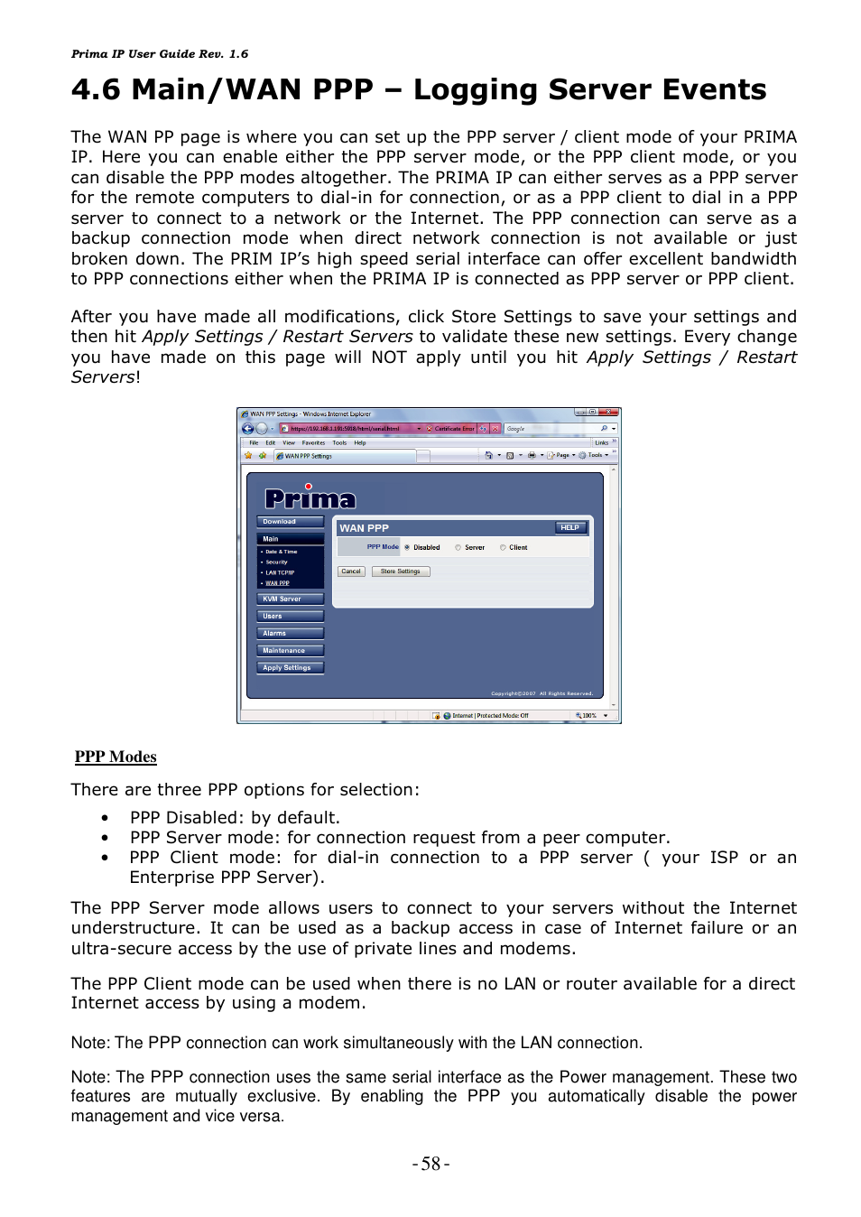 6 main/wan ppp – logging server events | Linkskey LKV-9208IP User Manual | Page 62 / 111