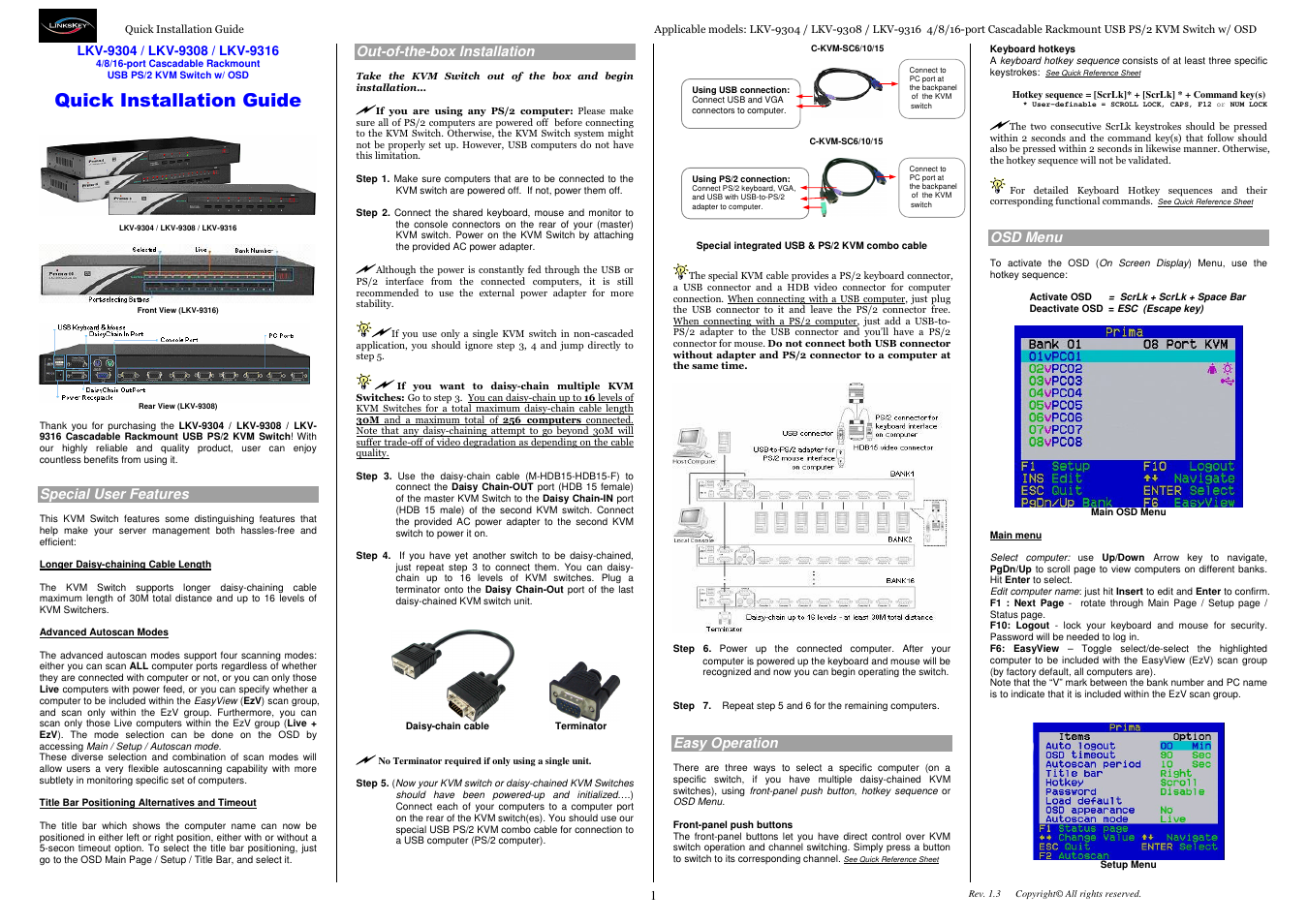 Linkskey LKV-9304 User Manual | 2 pages