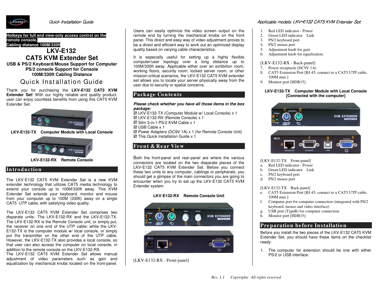 Linkskey LKV-E132 User Manual | 2 pages
