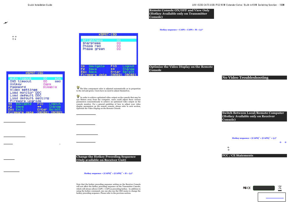 No video troubleshooting | Linkskey LKV-E235 User Manual | Page 2 / 2