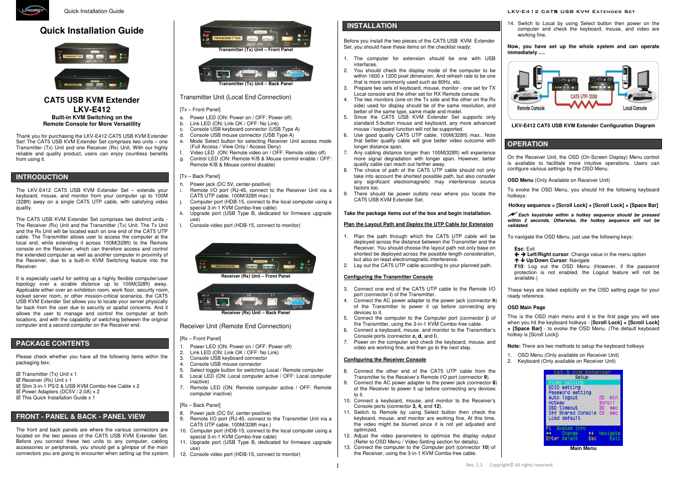 Linkskey LKV-E412 User Manual | 2 pages