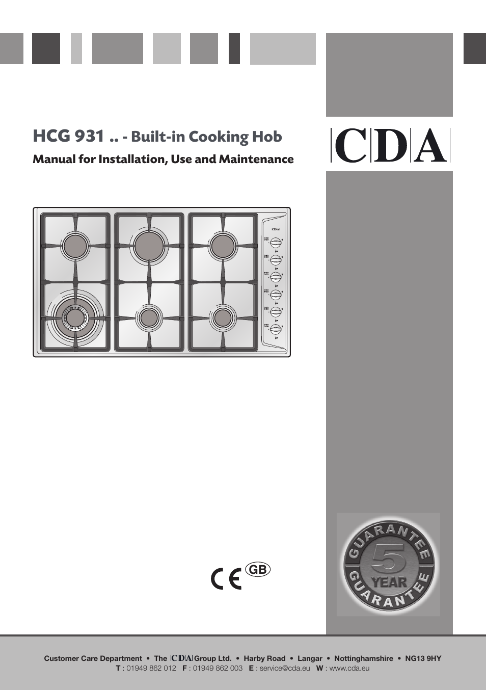 CDA HCG 931 User Manual | 20 pages