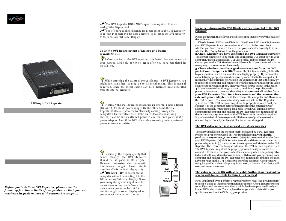 Linkskey LDE-050 User Manual | 1 page
