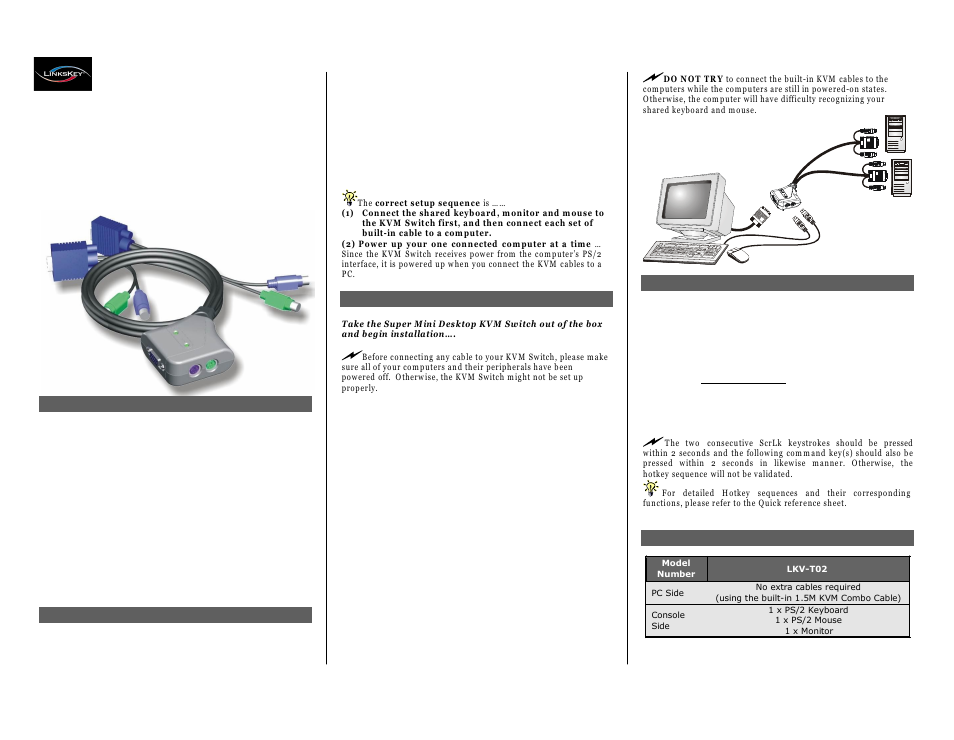 Linkskey LKV-T02 User Manual | 2 pages