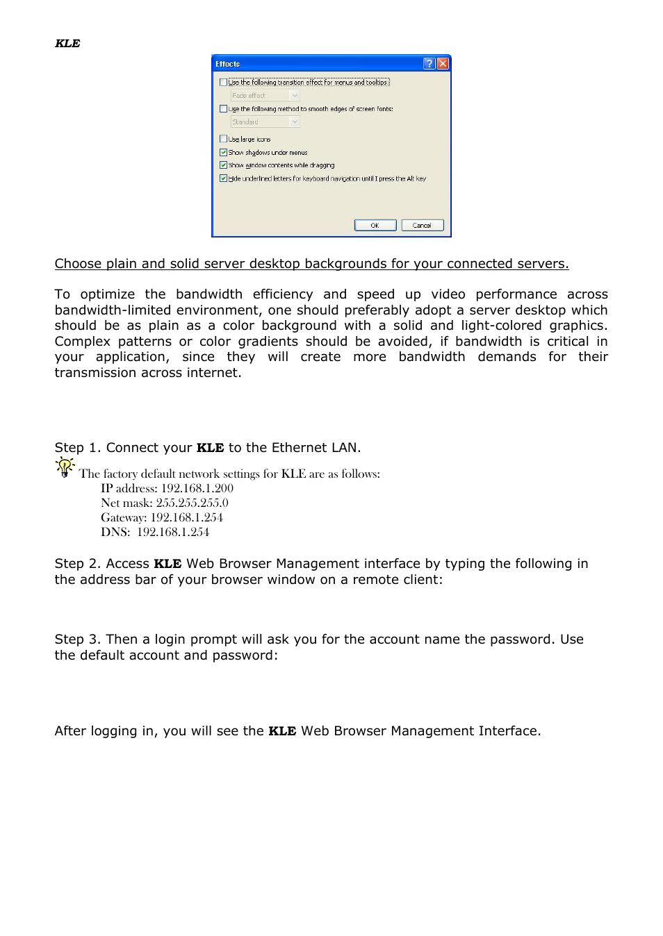Configure kle network settings, Onfigure, Etwork | Ettings, 4 configure kle network settings | Linkskey LKV-IPM01 User Manual | Page 19 / 95