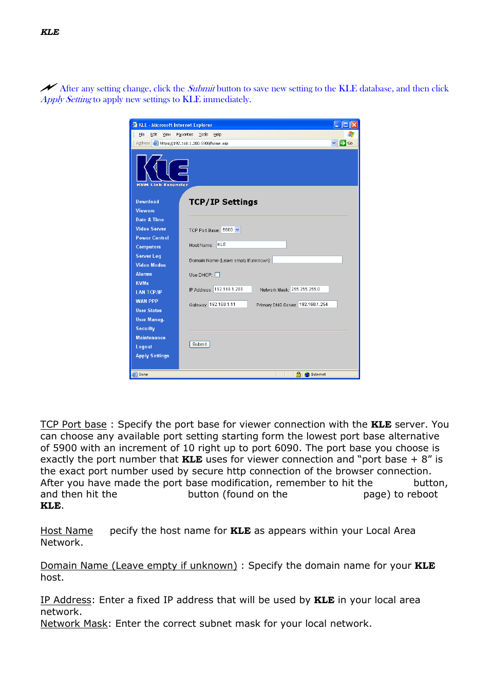 Lan tcp/ip – port and ip settings, Tcp/ip, Ort and | Settings, 12 lan tcp/ip – port and ip settings | Linkskey LKV-IPM01 User Manual | Page 72 / 95