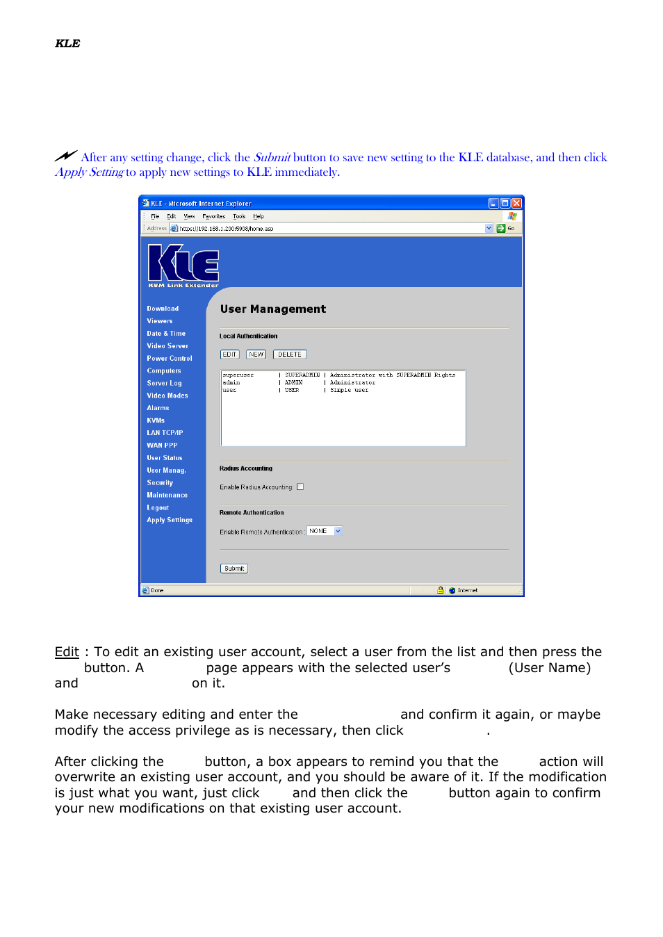 Anagement, Anage, Ccounts | Adius, Ccounting and, Emote, Uthentications | Linkskey LKV-IPM01 User Manual | Page 79 / 95
