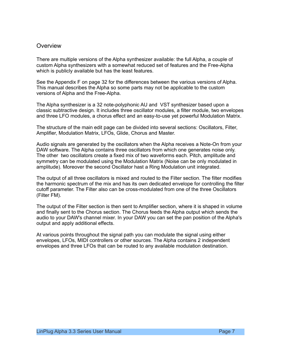 LinPlug Alpha User Manual | Page 7 / 33