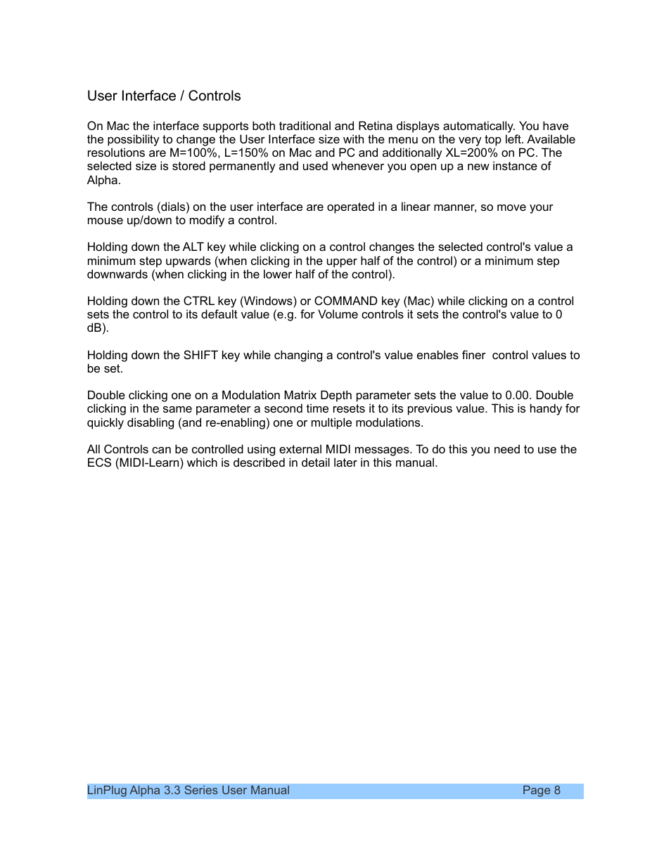LinPlug Alpha User Manual | Page 8 / 33