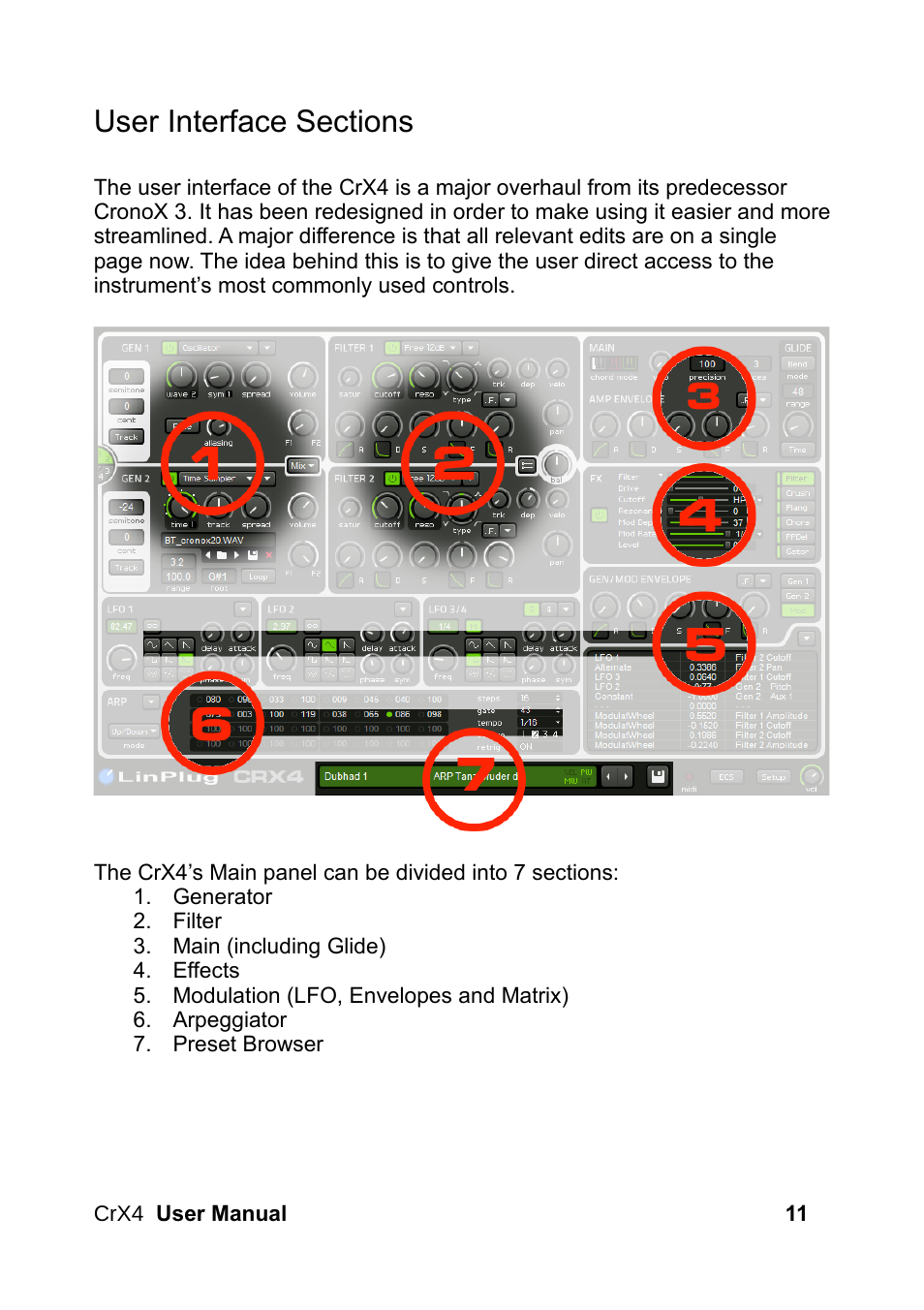 User interface sections | LinPlug CrX4 User Manual | Page 11 / 70